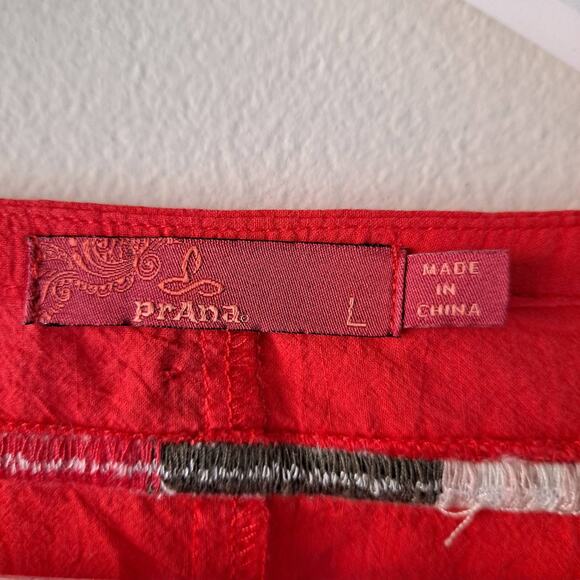 Prana Womens Boho Red Slit Front Long Sleeve Lacy Mini Dress / Tunic - Size L - Picture 11 of 11